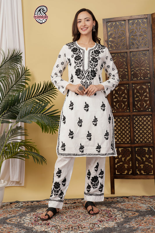 CHANDERI CO-ORD SET WITH COLOUR THREAD WITH FREE GIFT 💝 INSIDE