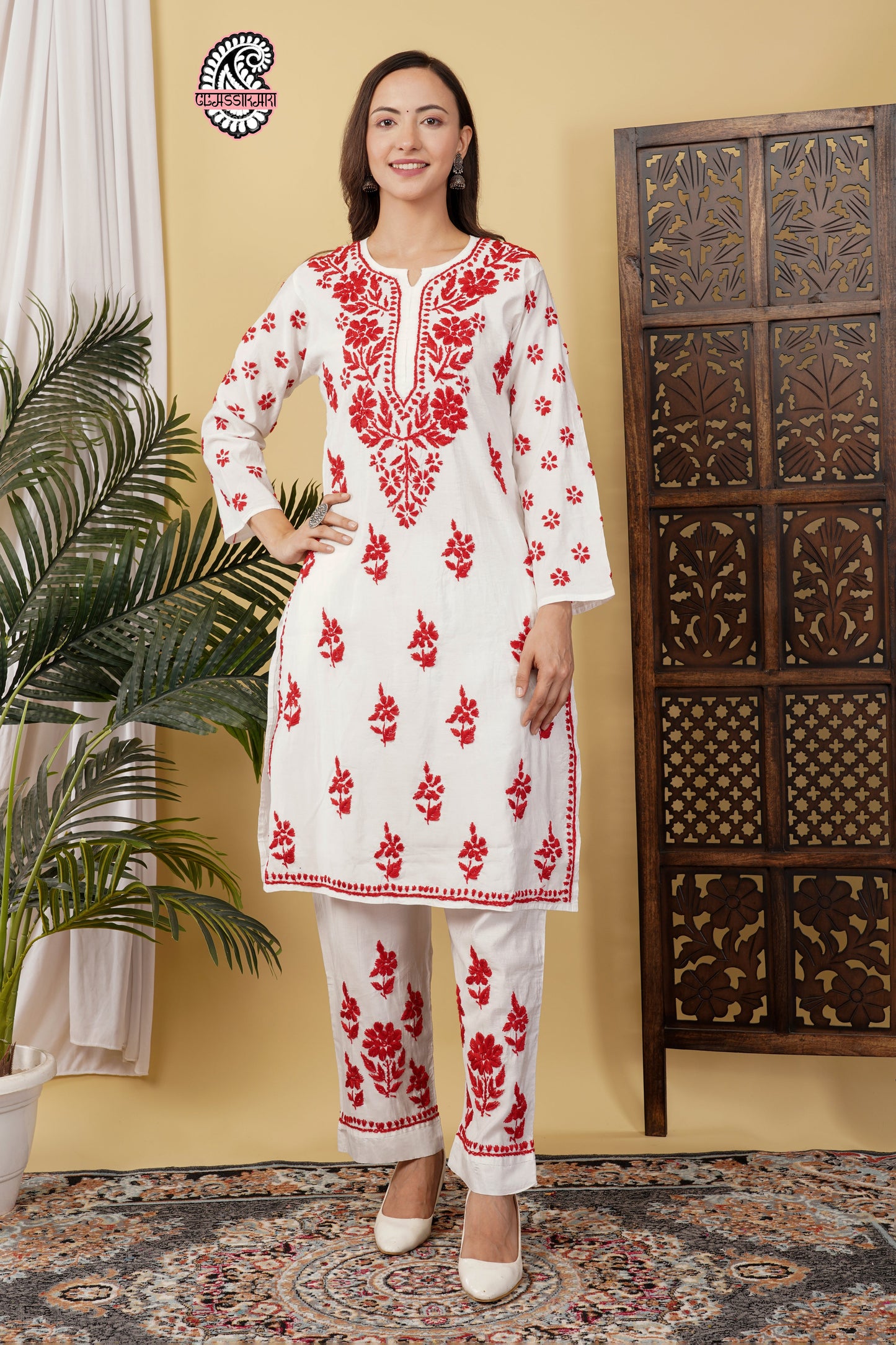 CHANDERI CO-ORD SET WITH  COLOUR THREAD WITH FREE GIFT 💝  INSIDE