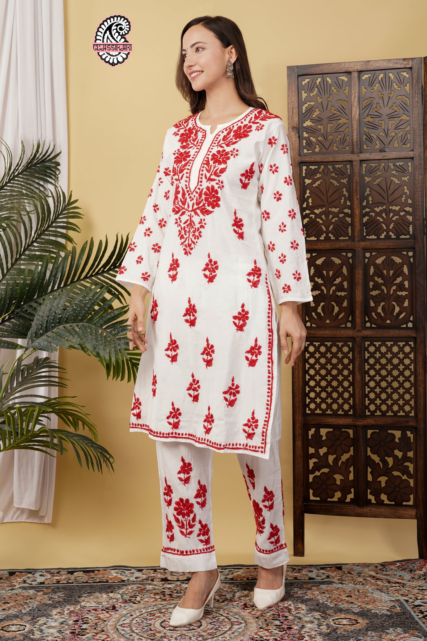 CHANDERI CO-ORD SET WITH  COLOUR THREAD WITH FREE GIFT 💝  INSIDE