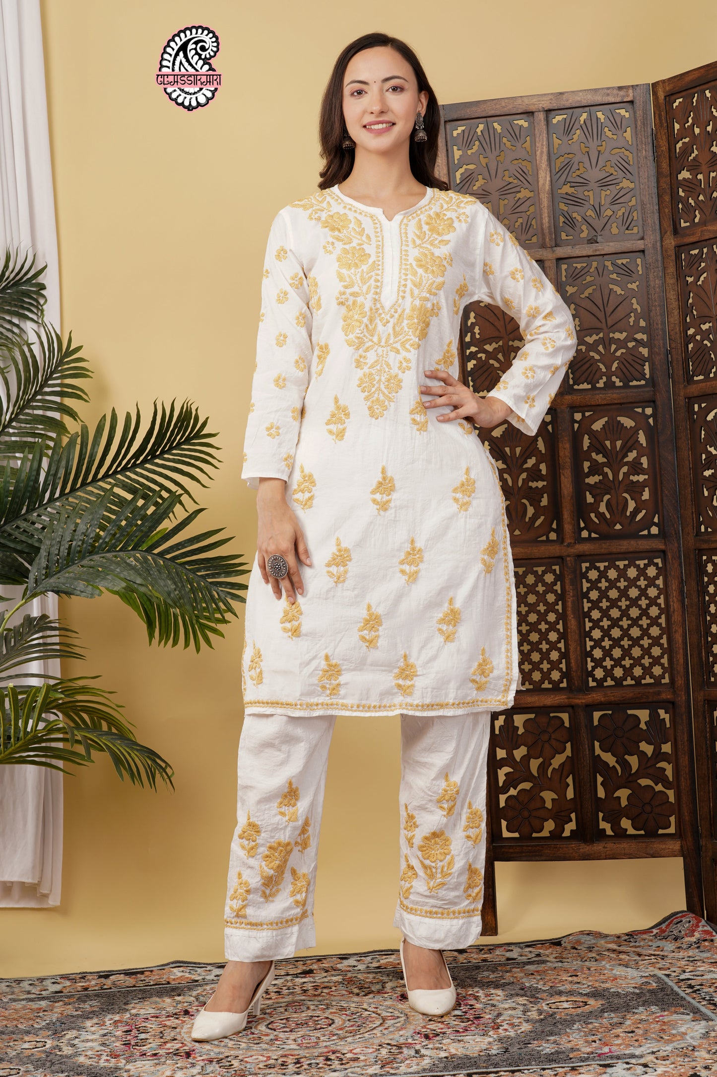 CHANDERI CO-ORD SET WITH  COLOUR THREAD WITH FREE GIFT 💝  INSIDE