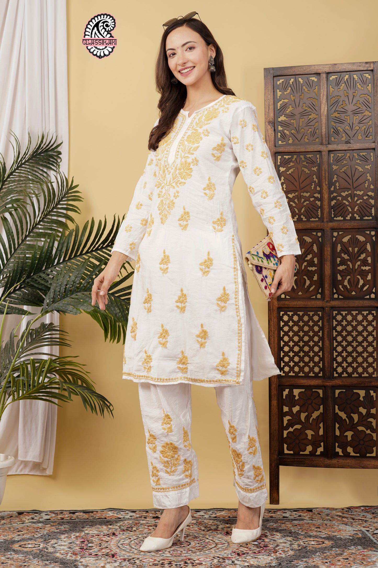 CHANDERI CO-ORD SET WITH  COLOUR THREAD WITH FREE GIFT 💝  INSIDE
