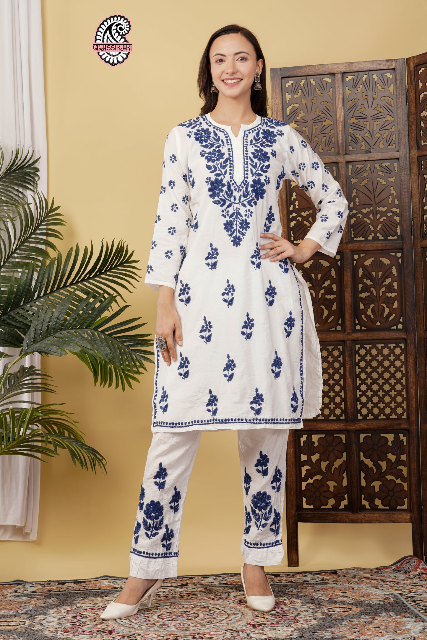 CHANDERI CO-ORD SET WITH  COLOUR THREAD WITH FREE GIFT 💝  INSIDE