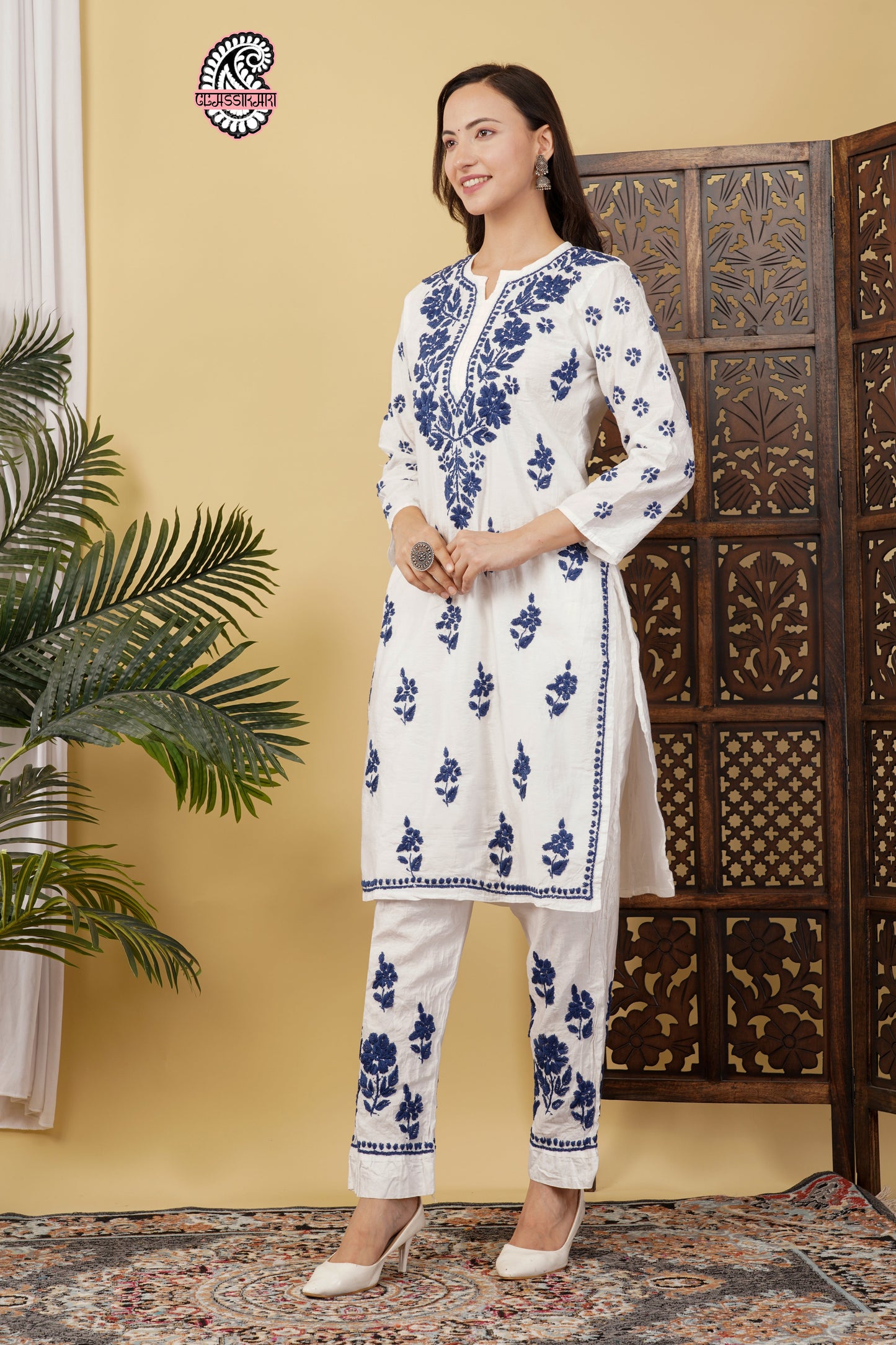 CHANDERI CO-ORD SET WITH  COLOUR THREAD WITH FREE GIFT 💝  INSIDE