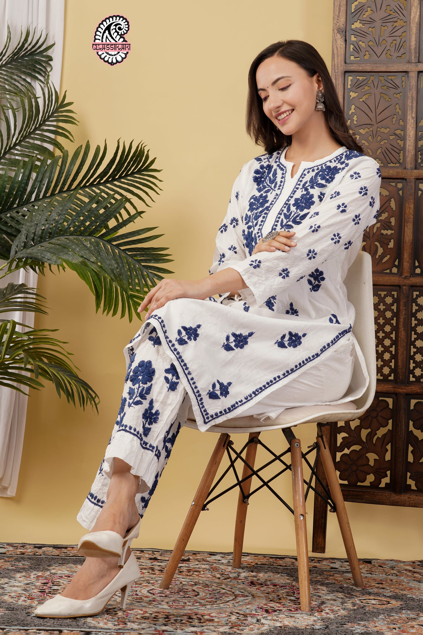 CHANDERI CO-ORD SET WITH  COLOUR THREAD WITH FREE GIFT 💝  INSIDE