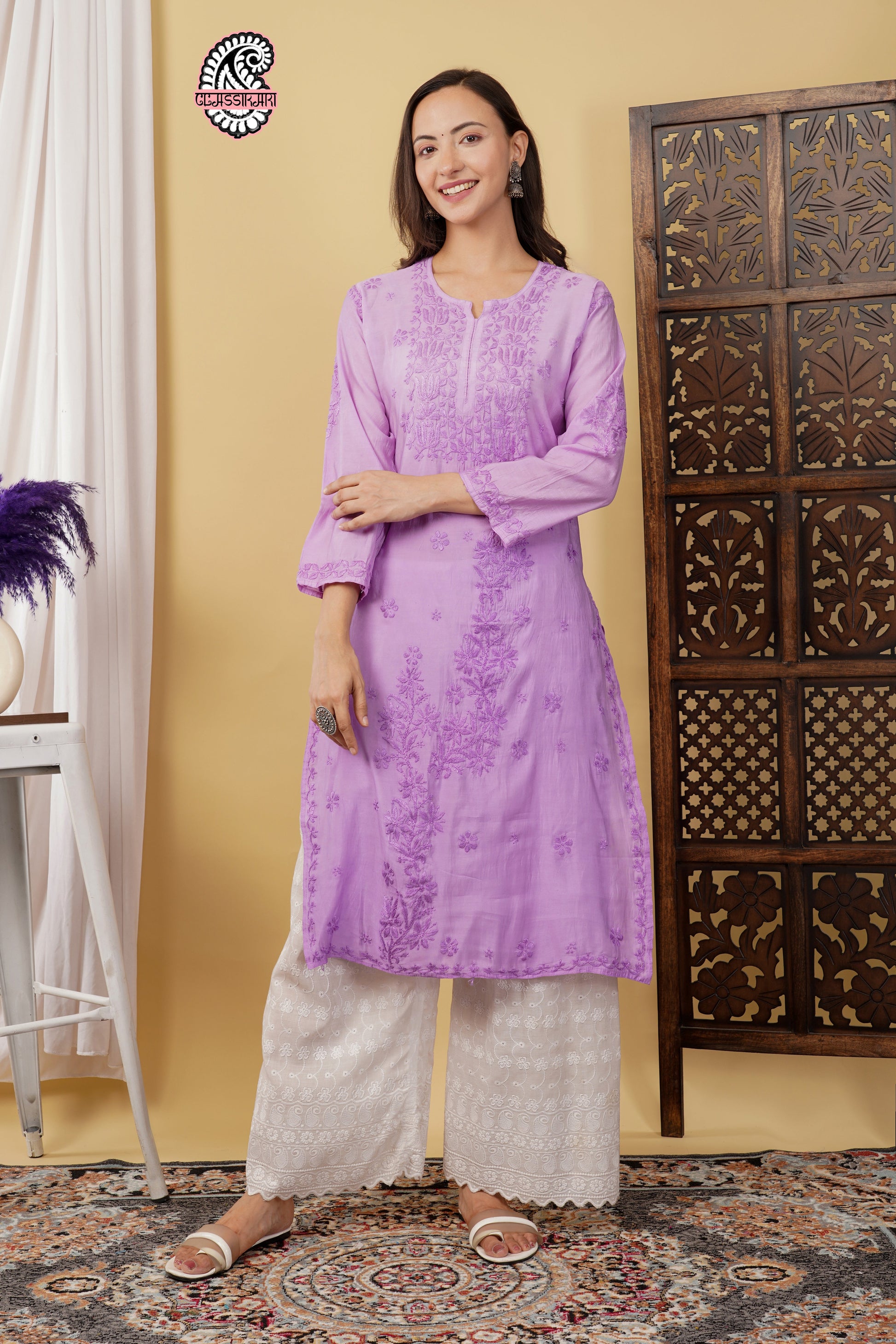 CHANDERI KURTI WITH HEAVY WORK WITH FREE GIFT 💝  INSIDE