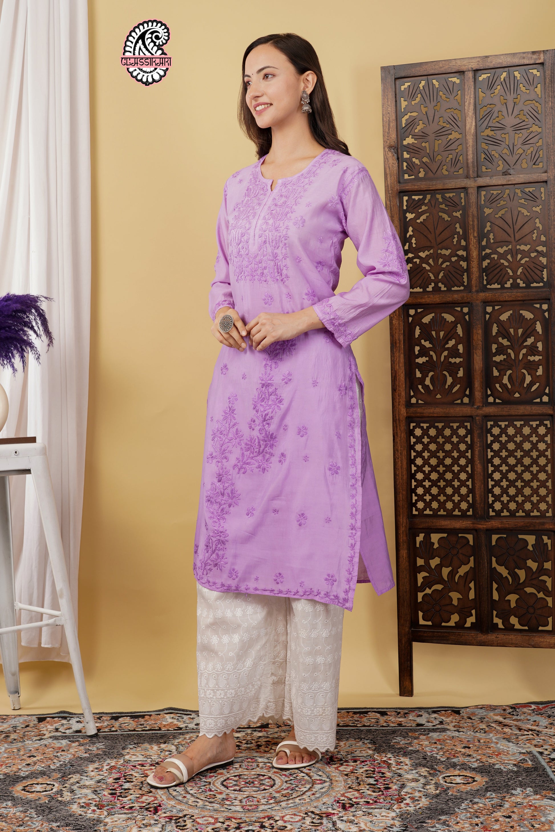 CHANDERI KURTI WITH HEAVY WORK WITH FREE GIFT 💝  INSIDE