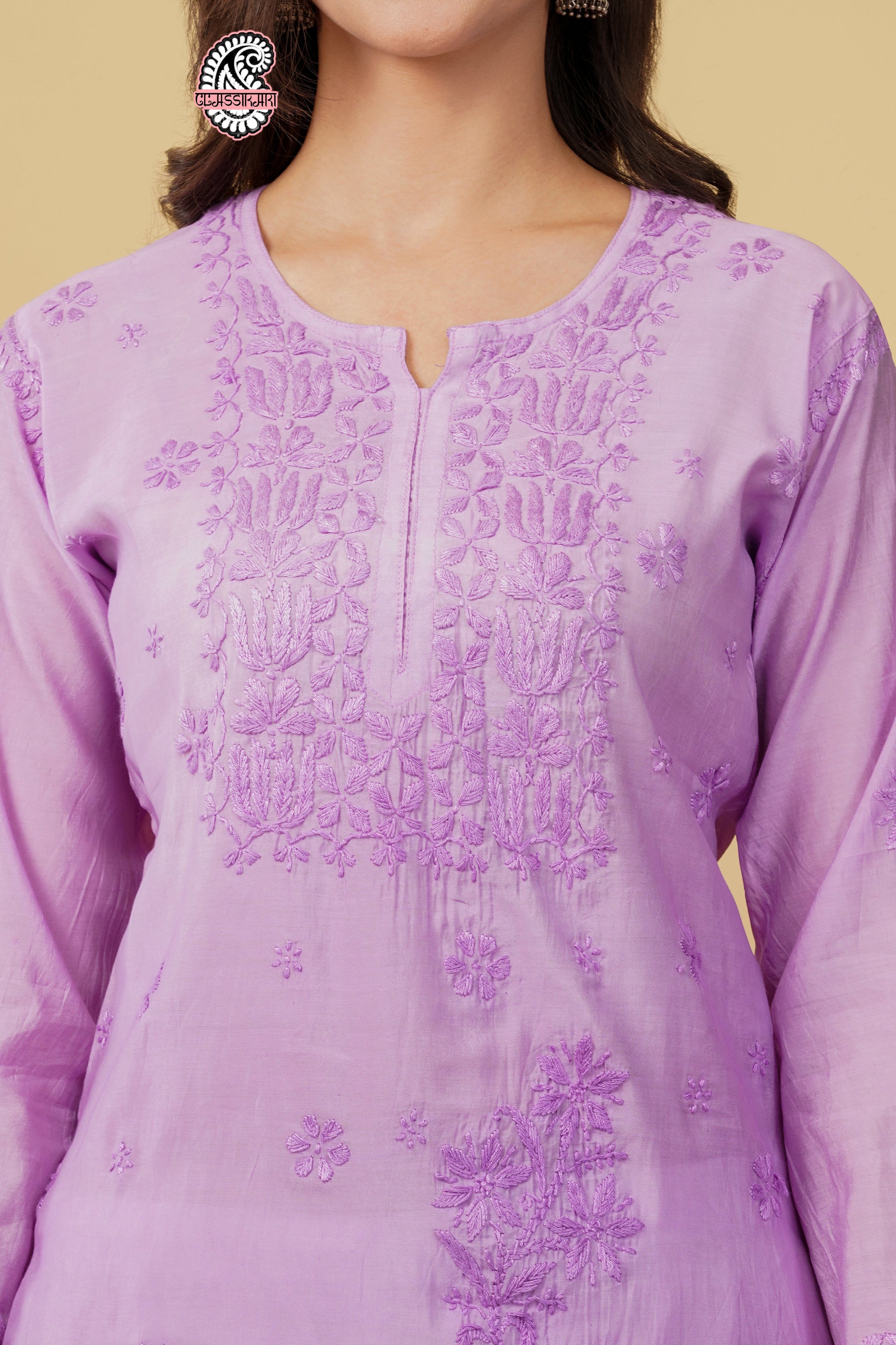 CHANDERI KURTI WITH HEAVY WORK WITH FREE GIFT 💝  INSIDE