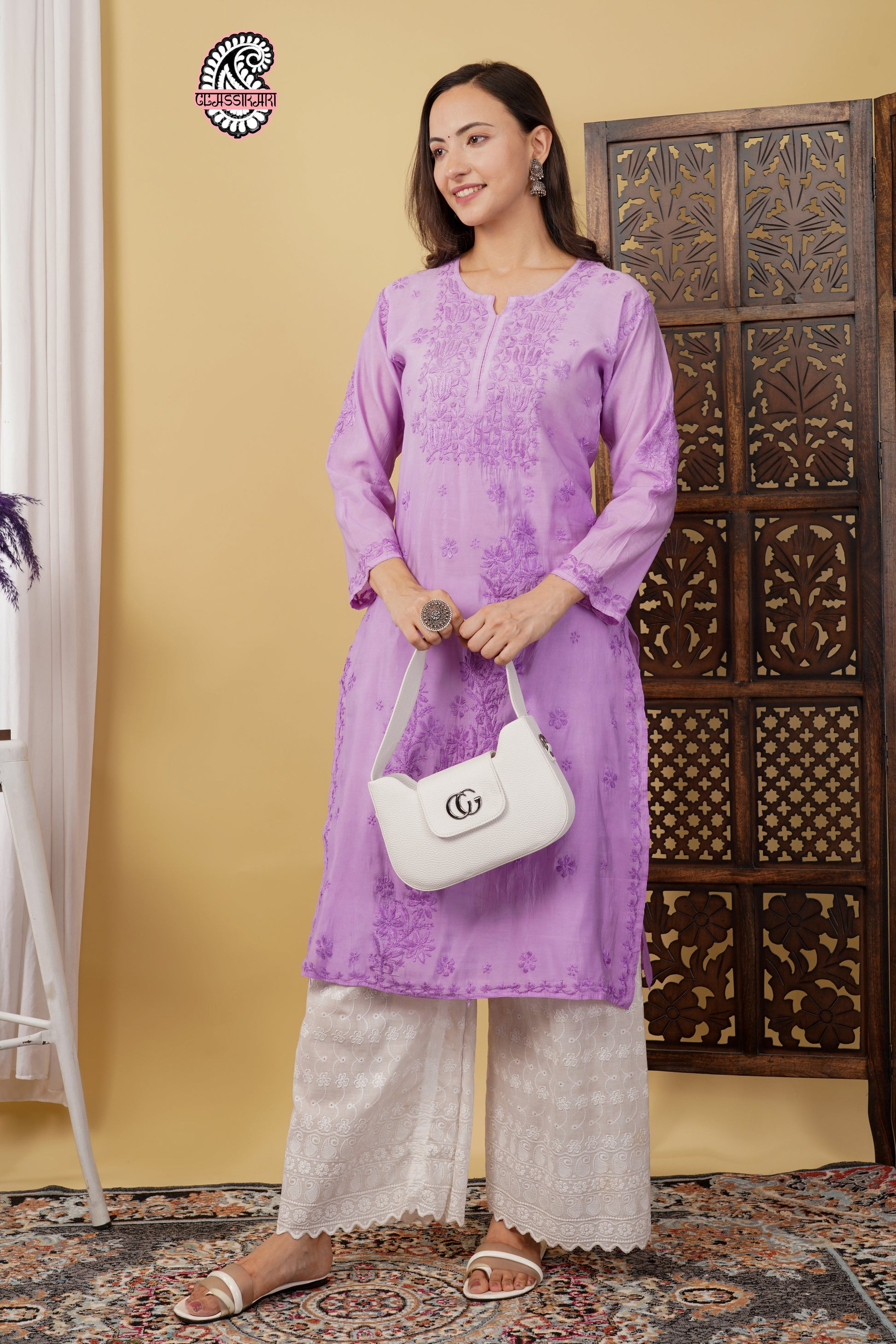 CHANDERI KURTI WITH HEAVY WORK WITH FREE GIFT 💝  INSIDE