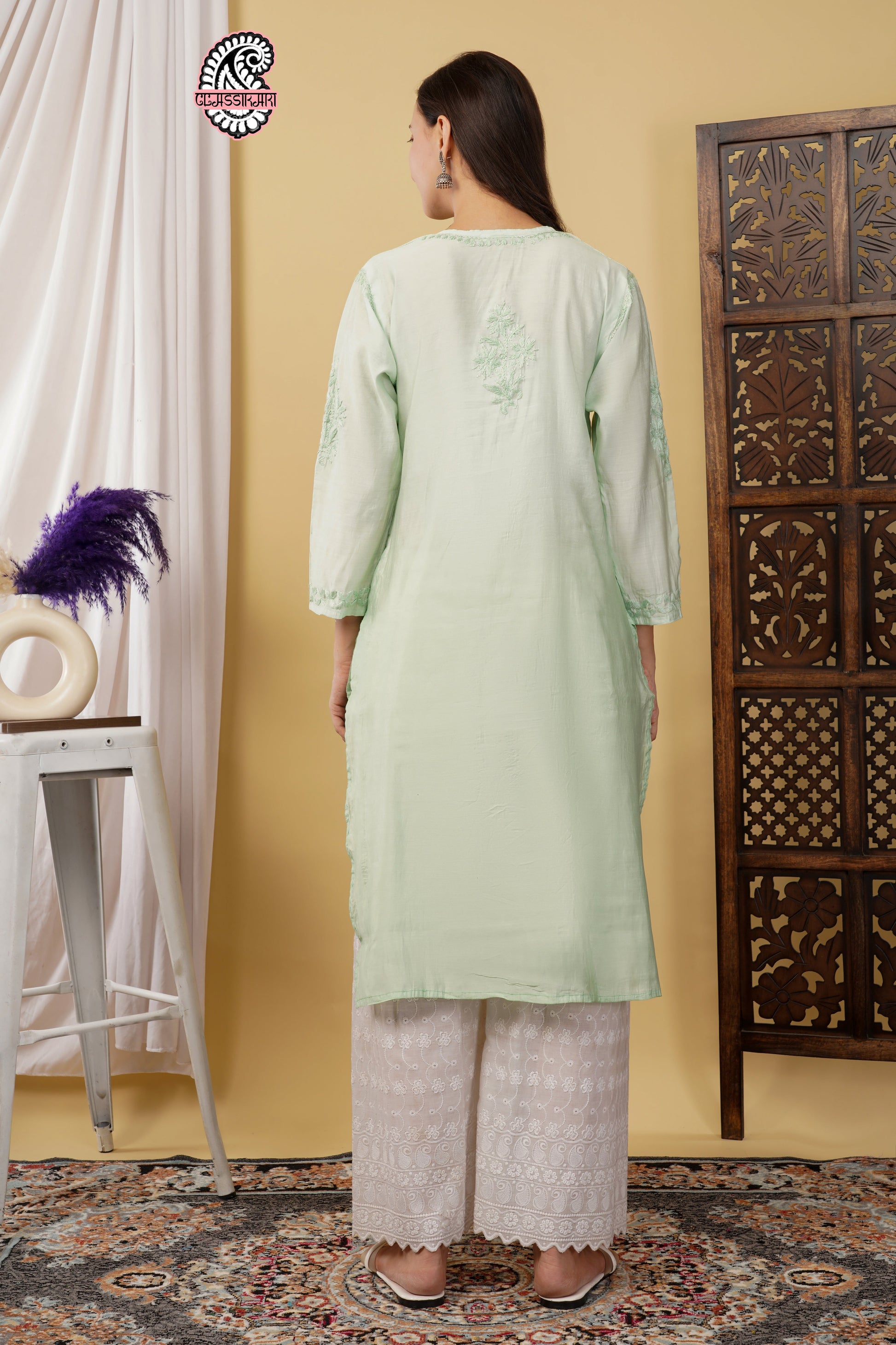 CHANDERI KURTI WITH HEAVY WORK WITH FREE GIFT 💝  INSIDE