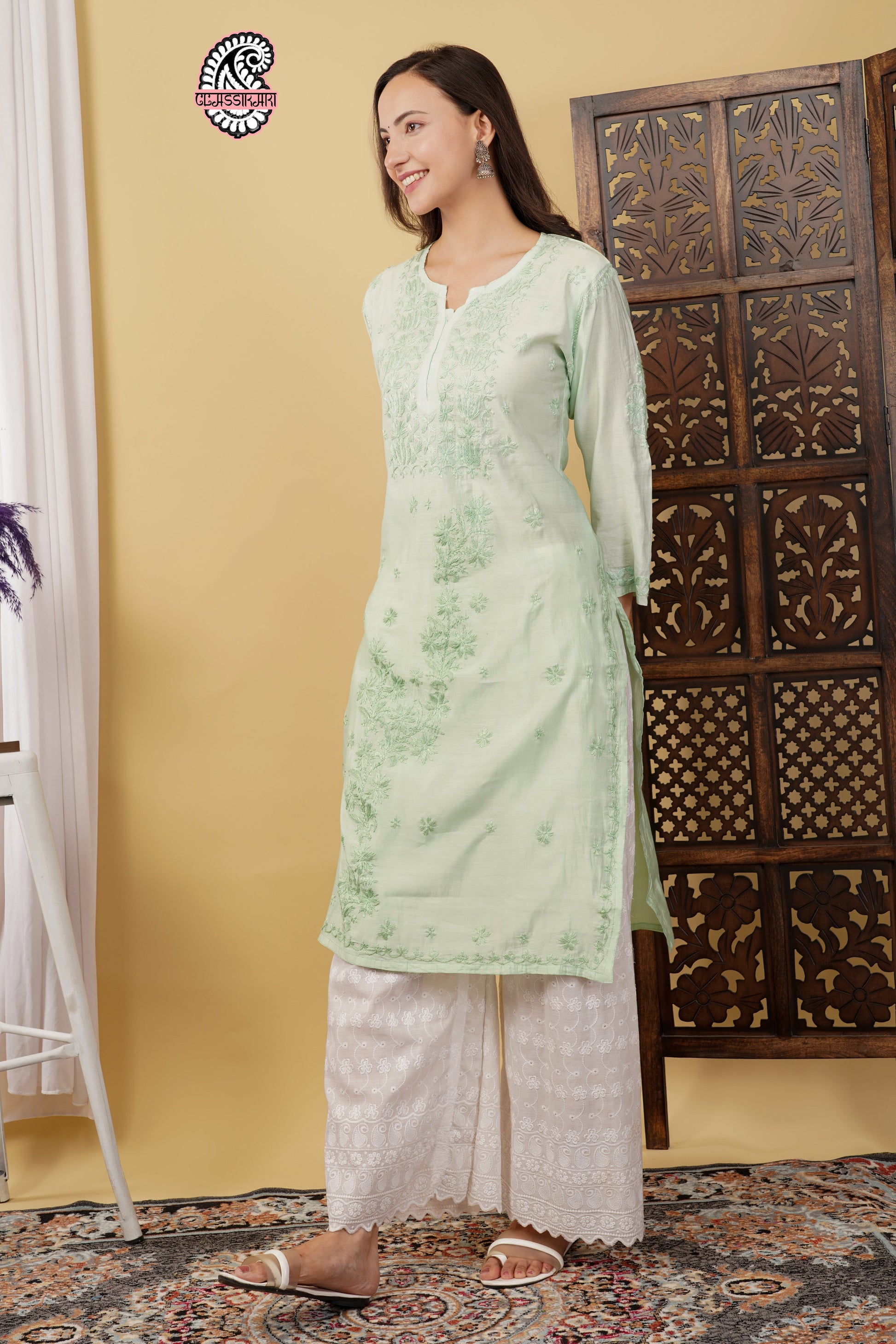 CHANDERI KURTI WITH HEAVY WORK WITH FREE GIFT 💝  INSIDE
