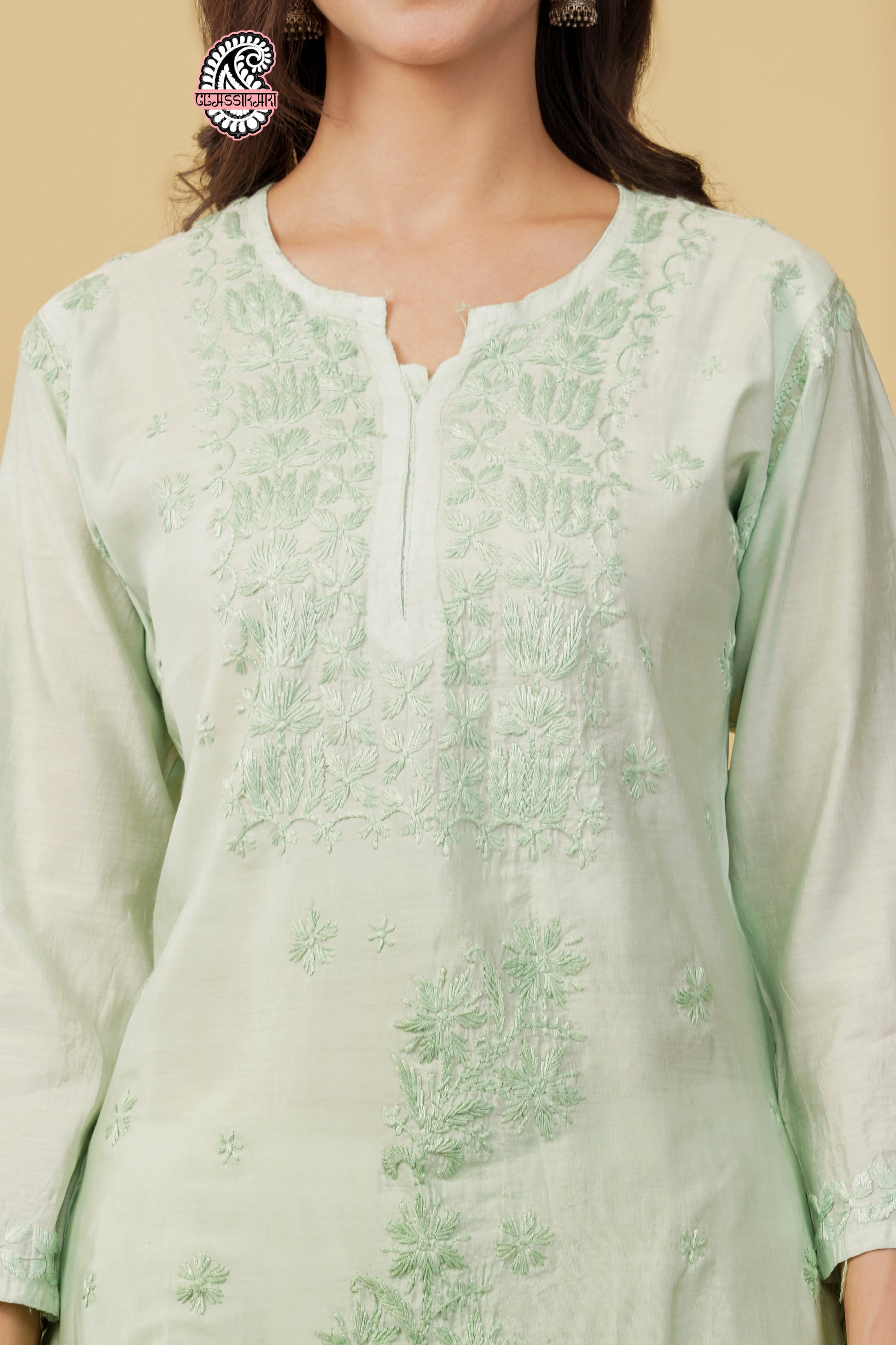 CHANDERI KURTI WITH HEAVY WORK WITH FREE GIFT 💝  INSIDE