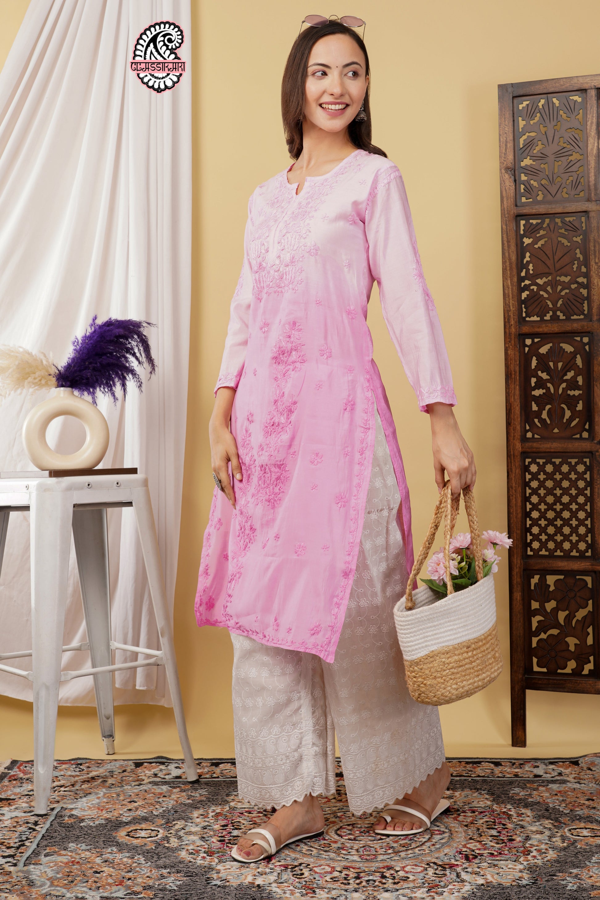 CHANDERI KURTI WITH HEAVY WORK WITH FREE GIFT 💝  INSIDE