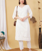 Dobby cotton Embroidery Chikankari Full Set