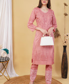 Dobby cotton Embroidery Chikankari Full Set