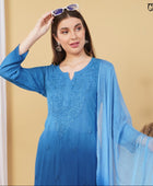 Most Comfortabe Rayon Ombrae Hand Embroidered Full Suit