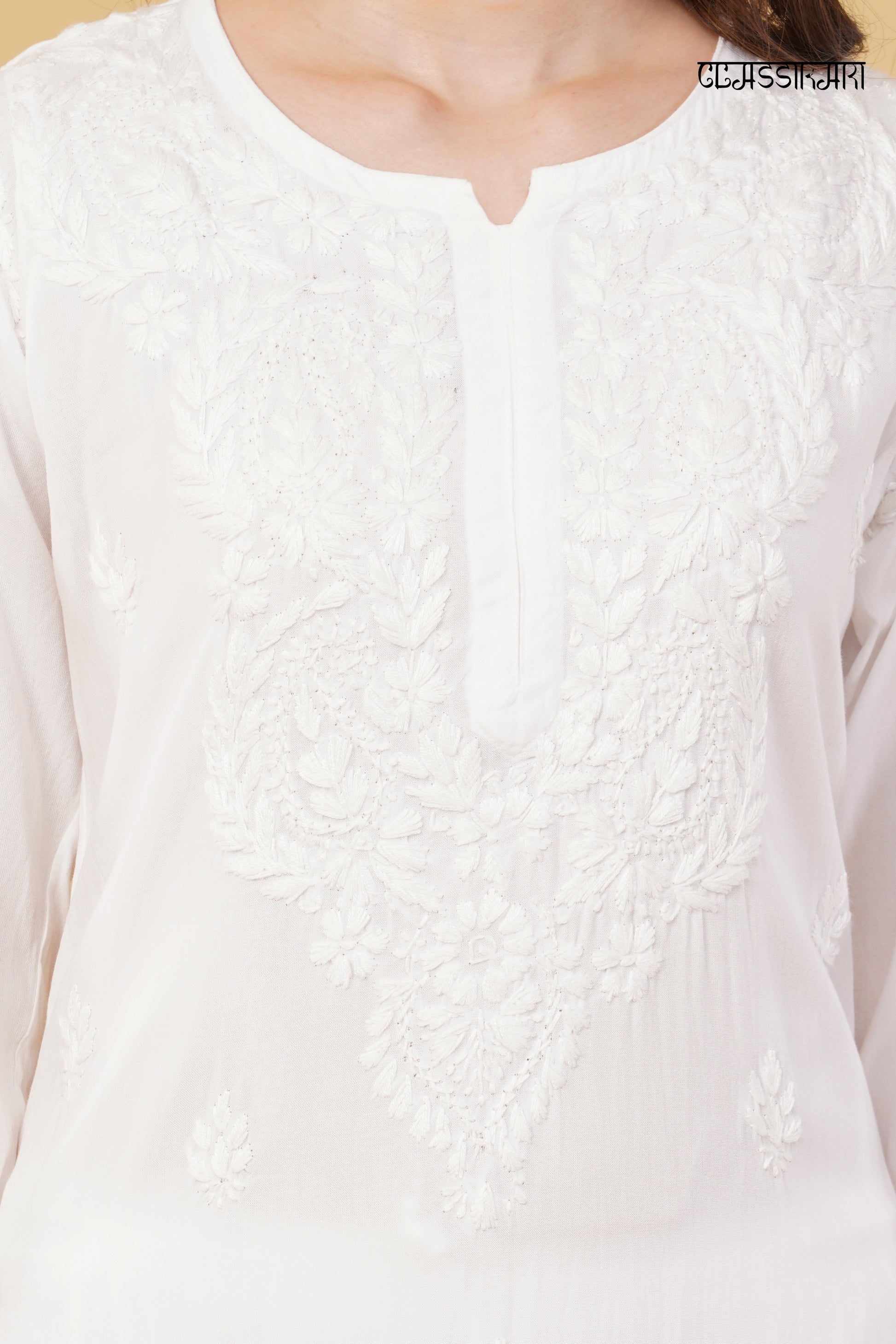 NOOR CHIKANKARI KURTI YELLOW