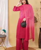 Most Comfortabe Rayon Ombrae Hand Embroidered Full Suit