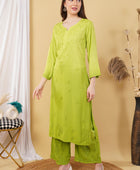 Most Comfortabe Rayon Ombrae Hand Embroidered Full Suit