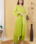 Most Comfortabe Rayon Ombrae Hand Embroidered Full Suit
