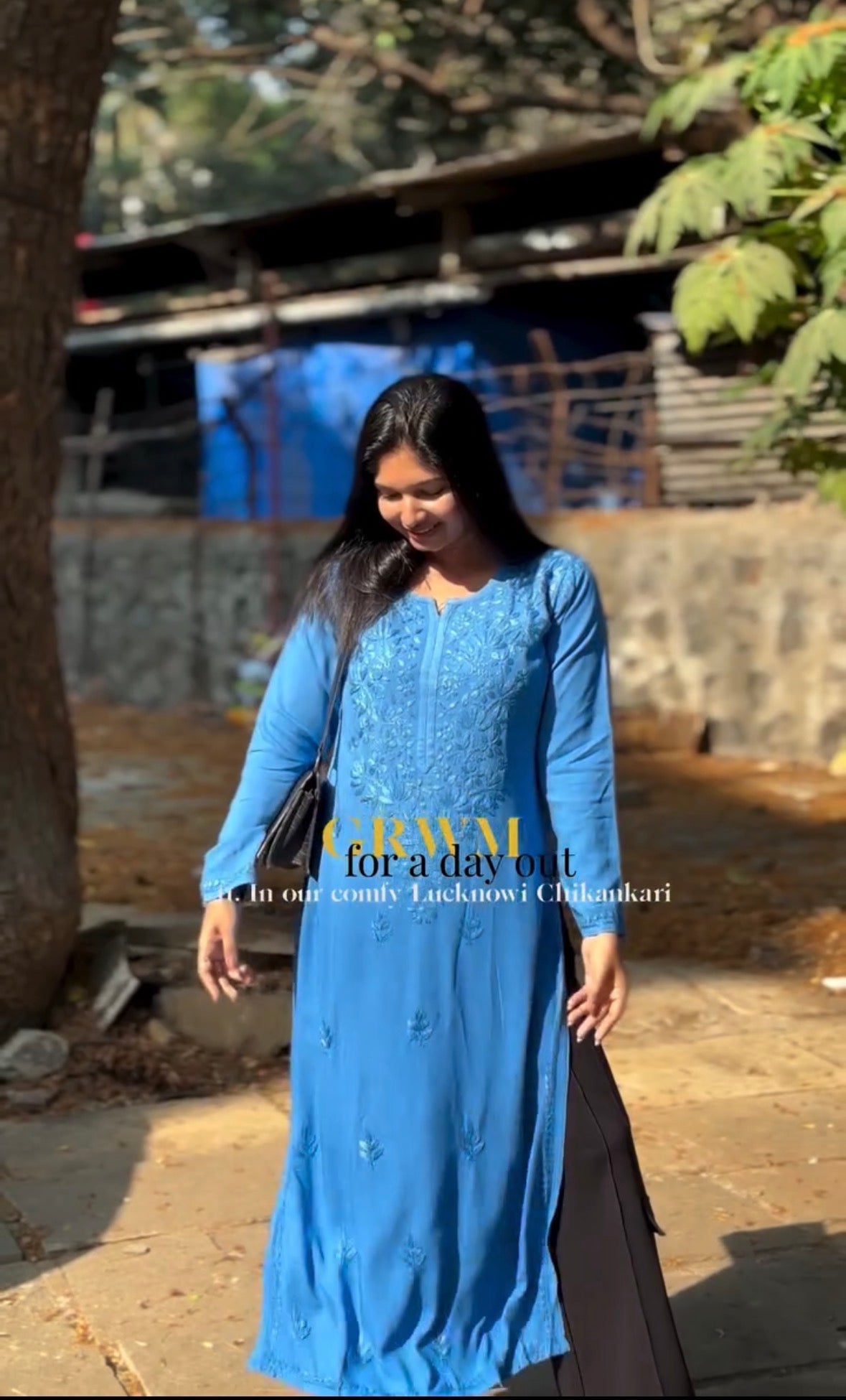 NOOR CHIKANKARI KURTI BLUE