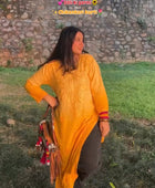 NOOR CHIKANKARI KURTI YELLOW