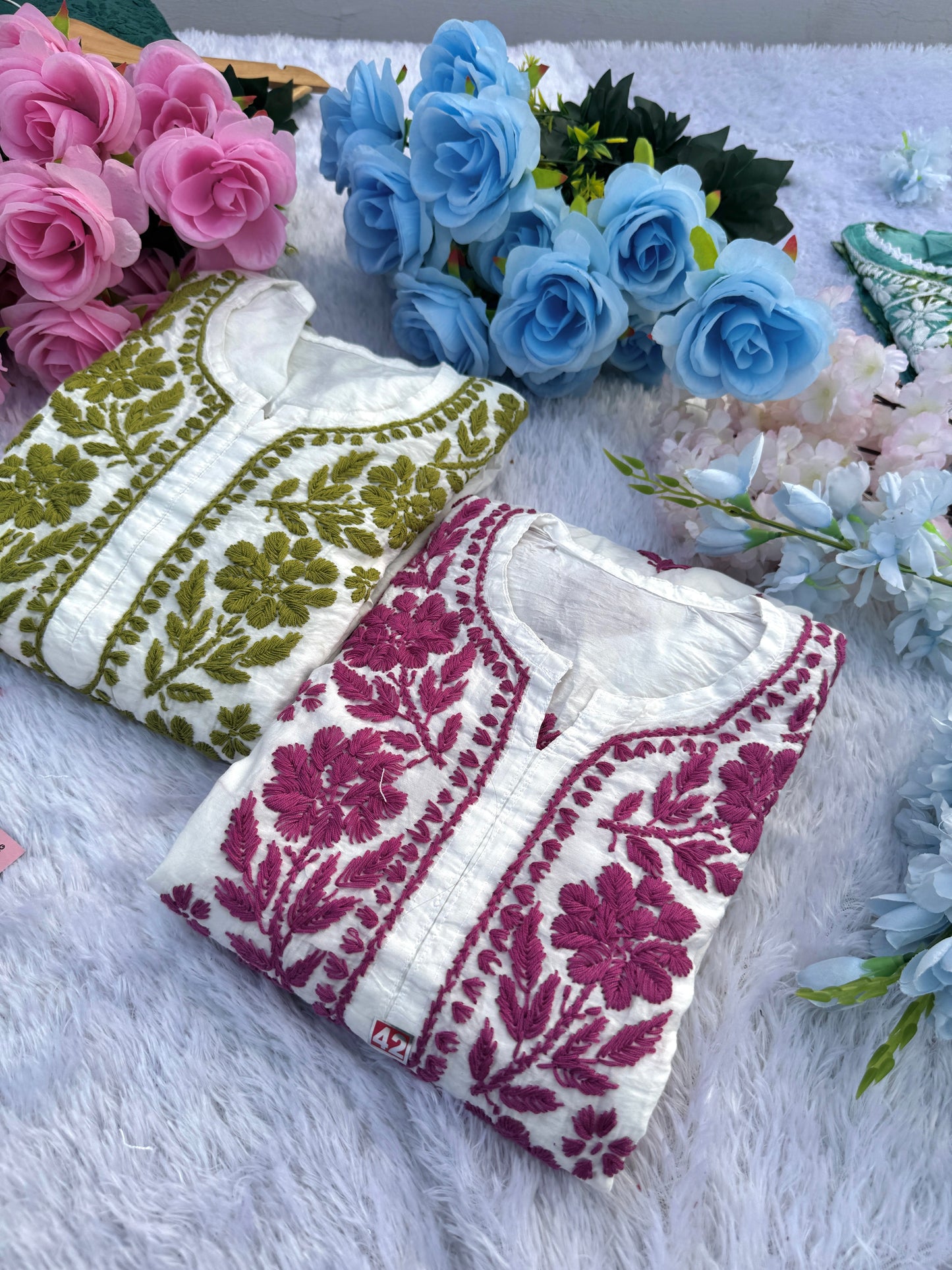 CHANDERI CO-ORD SET WITH  COLOUR THREAD WITH FREE GIFT 💝  INSIDE