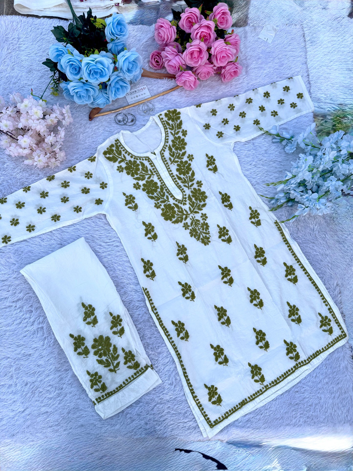 CHANDERI CO-ORD SET WITH  COLOUR THREAD WITH FREE GIFT 💝  INSIDE
