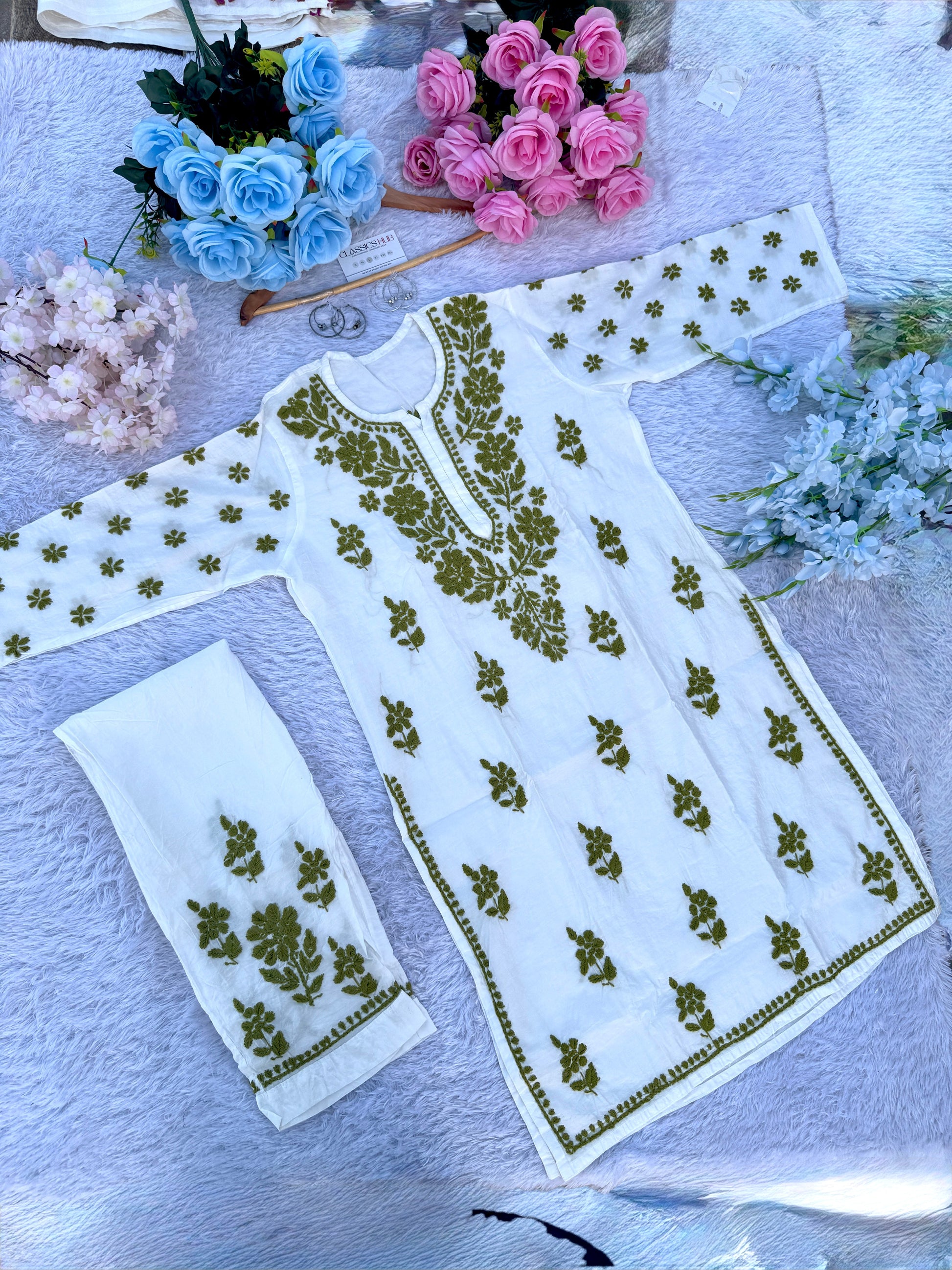 CHANDERI CO-ORD SET WITH  COLOUR THREAD WITH FREE GIFT 💝  INSIDE