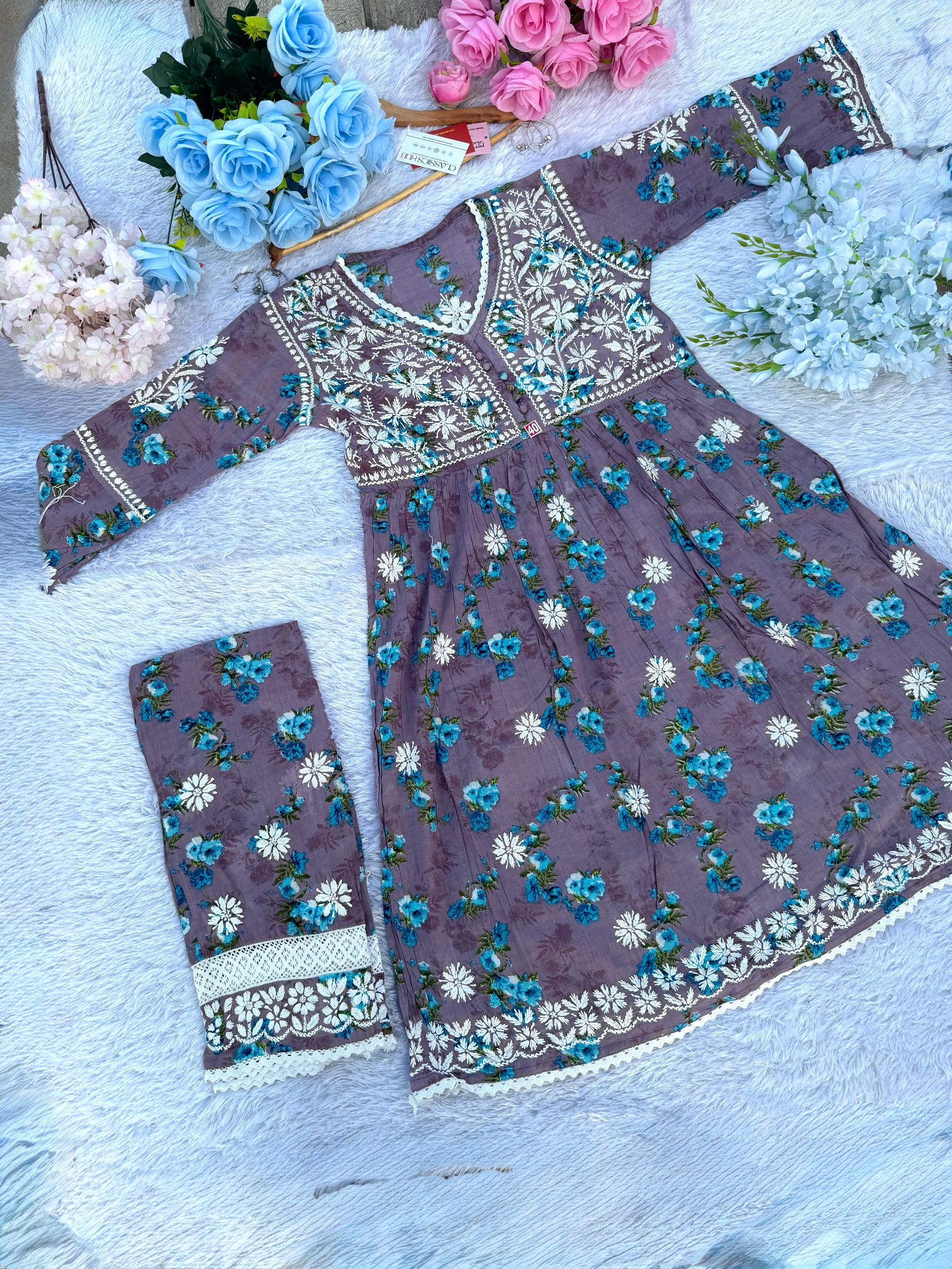 FLOWERPRINT AFGANI GOWN SET WITH FREE GIFT 💝  INSIDE