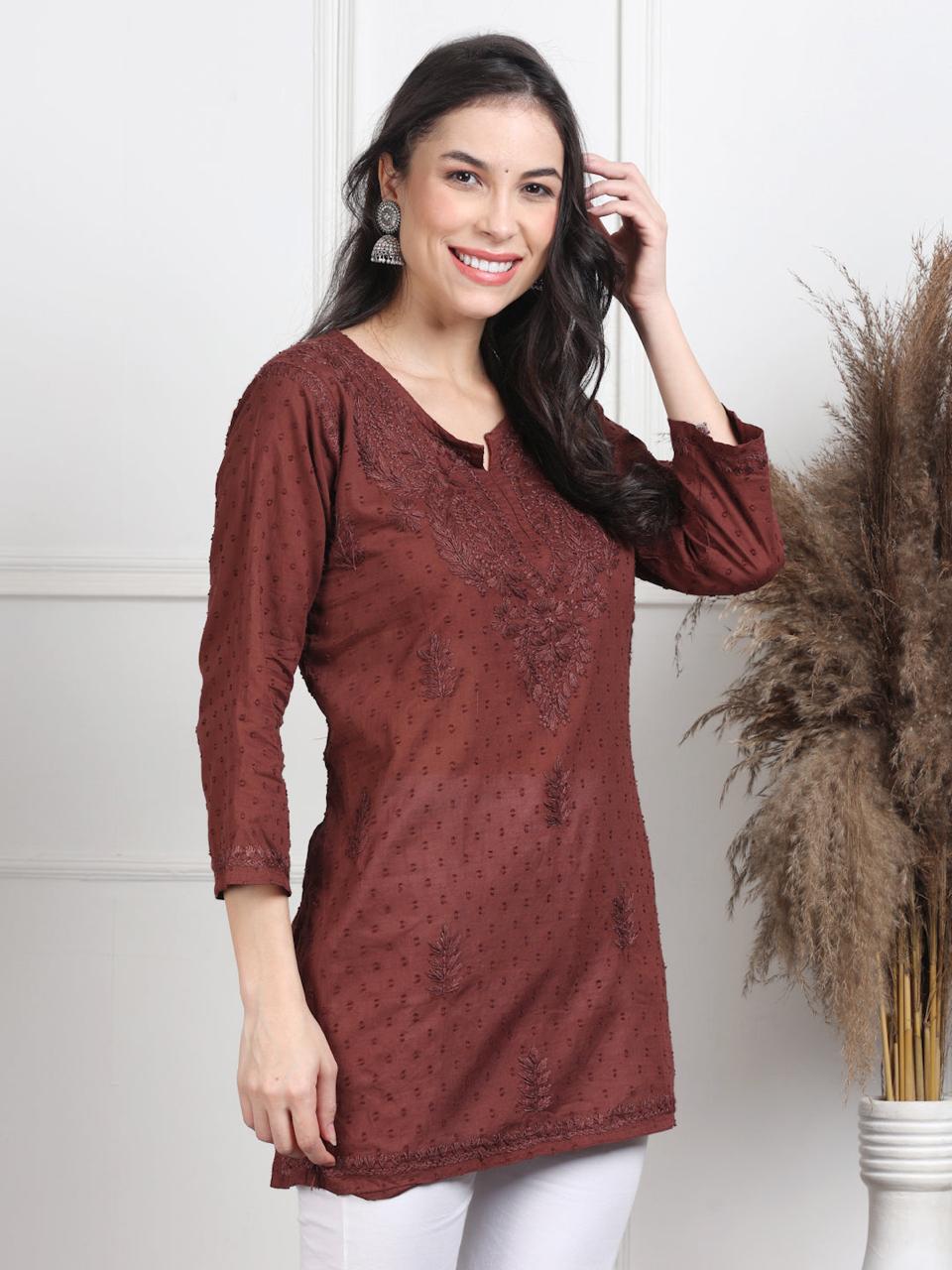 NAAZI SHORT COTTON HANDWORK KURTI