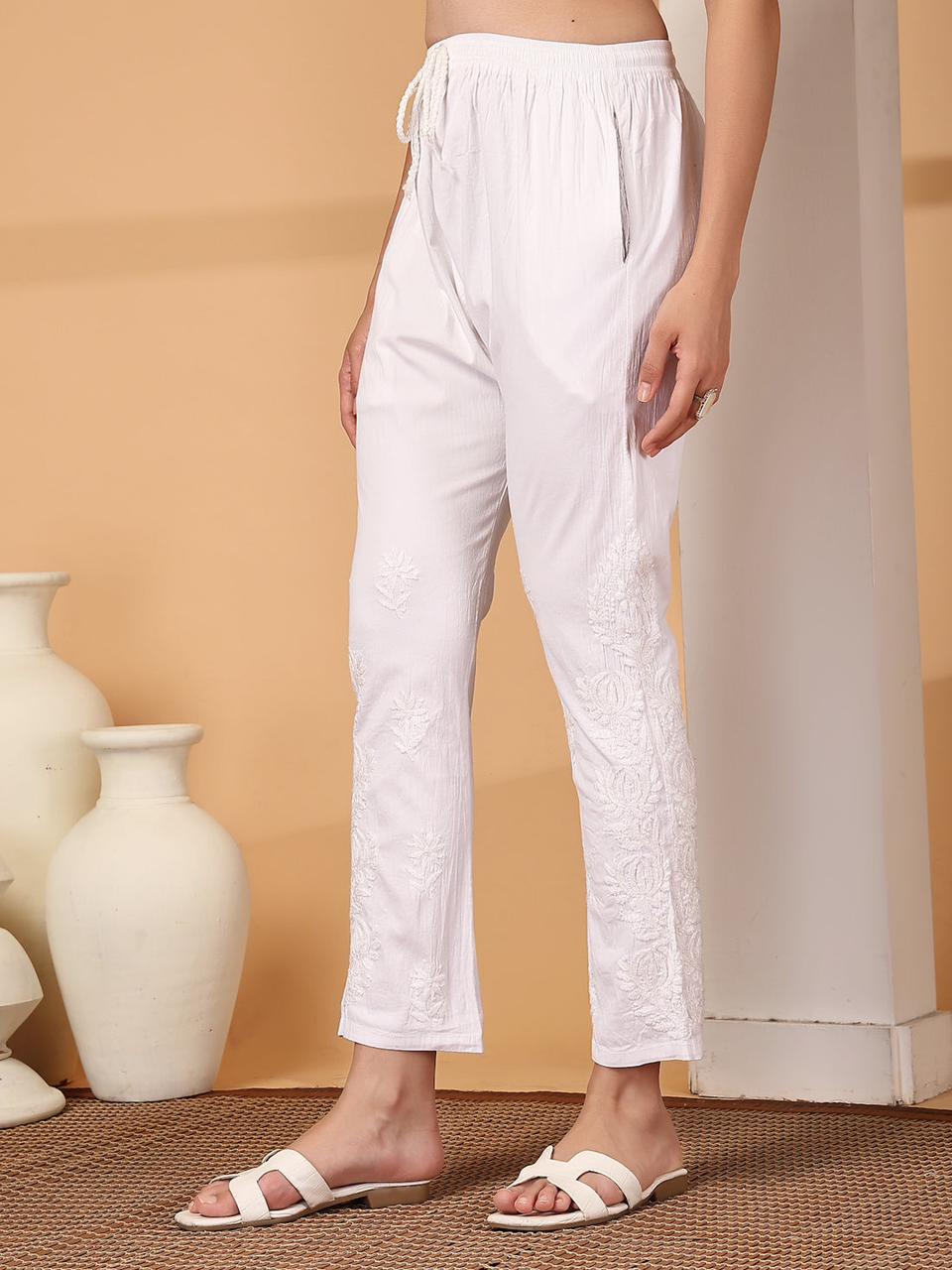 HAND EMBROIDERED SIDE WORK LYCRA PANT