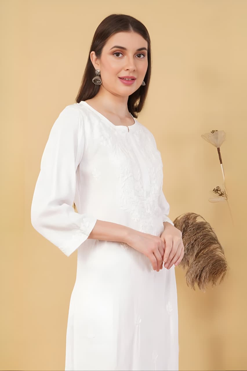 NOOR CHIKANKARI KURTI LAVENDER
