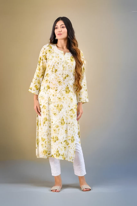 Neitra hand-embroidered malmal Kurti