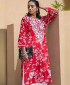 Printed hand-embroidered malmal Kurti/ MAL PRINT KURTI