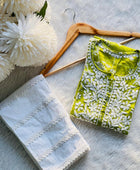 Printed hand-embroidered malmal Kurti/ MAL PRINT KURTI