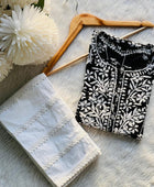 Printed hand-embroidered malmal Kurti with Lycra pant /Malmal fussion set