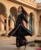 Rayon Rose work Chikankari Kurta Set with Palazzo
