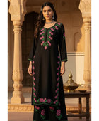 Rayon Rose work Chikankari Kurta Set with Palazzo